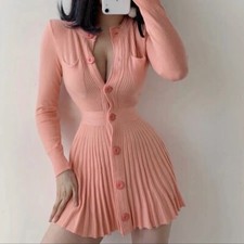 Pink Long Sleeve Knitted Dress Fits XS