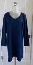 Pure Jill J. Jill Indigo Blue Tunic Top Dress Size M Lagenlook Pullover Swing