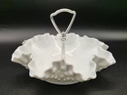 VTG Fenton Milk Glass Hobnail Crimped Edge Tidbit Tray 8"