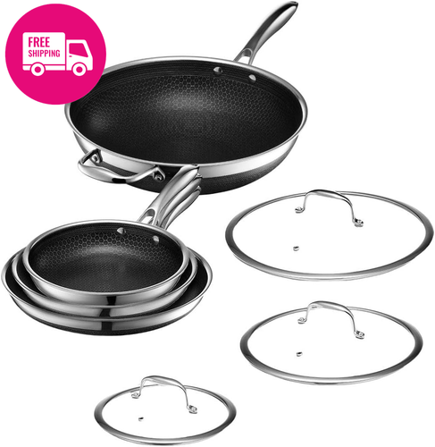 HexClad Hybrid Nonstick 7-Piece Cookware Set – Ultimate Versatility - Home Chef - Picture 7 of 12