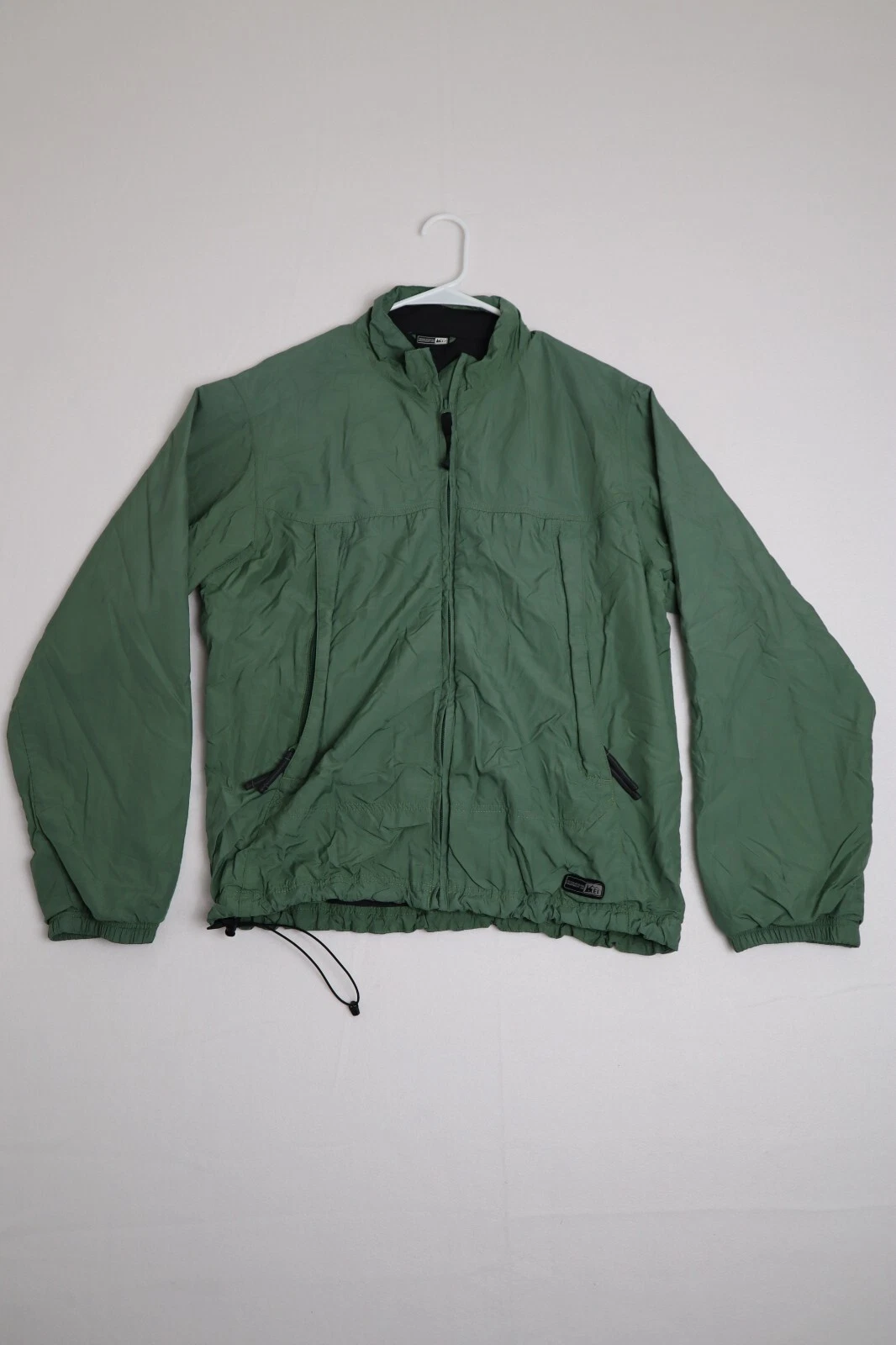 REI Mens Size Medium Green Full Zip Lightweight Windbreaker Jacket W/Pockets