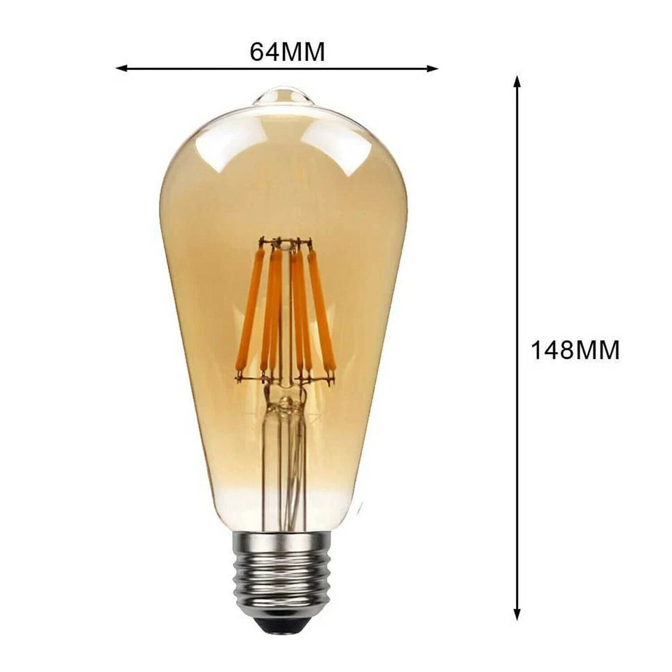 Filament LED Light Bulbs Decorative Vintage Edison 8W Decorative Pear ST64 A+ - Image 2 of 4