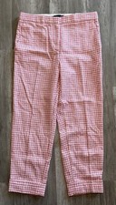 Ann Taylor 8 Petite The Ankle High Rise Pink Houndstooth Cuff Trouser Pants