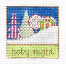 SP.ORDER  "HOLY NIGHT" Scene 4" Sq. handpaint 18m Needlepoint Canvas Eye Candy