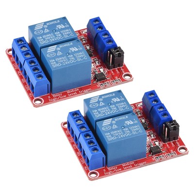 Relay Module 2 Channel 24V High Low Level Trigger Module Red Relay Module 2 Pack