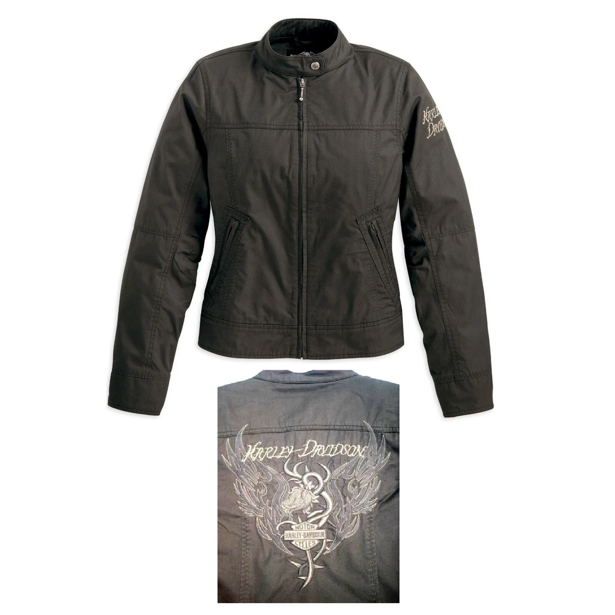 Giacca Imbottita Harley-Davidson Style Unisex Con Ricamo, Cotone, Nero, Taglie M-XXL