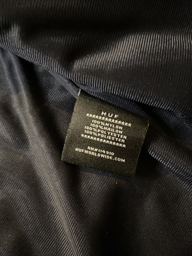Chaqueta cortavientos HUF azul entrenadores para hombre talla pequeña logotipo a presión monopatín Y2K - Imagen 8 de 12