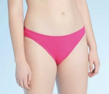 Juniors' Ribbed Cheeky Bikini Bottom - Xhilaration - Hot Pink - Various Sizes