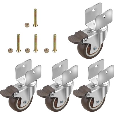 Möbelrollen, U-förmig, 50mm, Gummiräder, mit Bremse, für Möbel, robust
