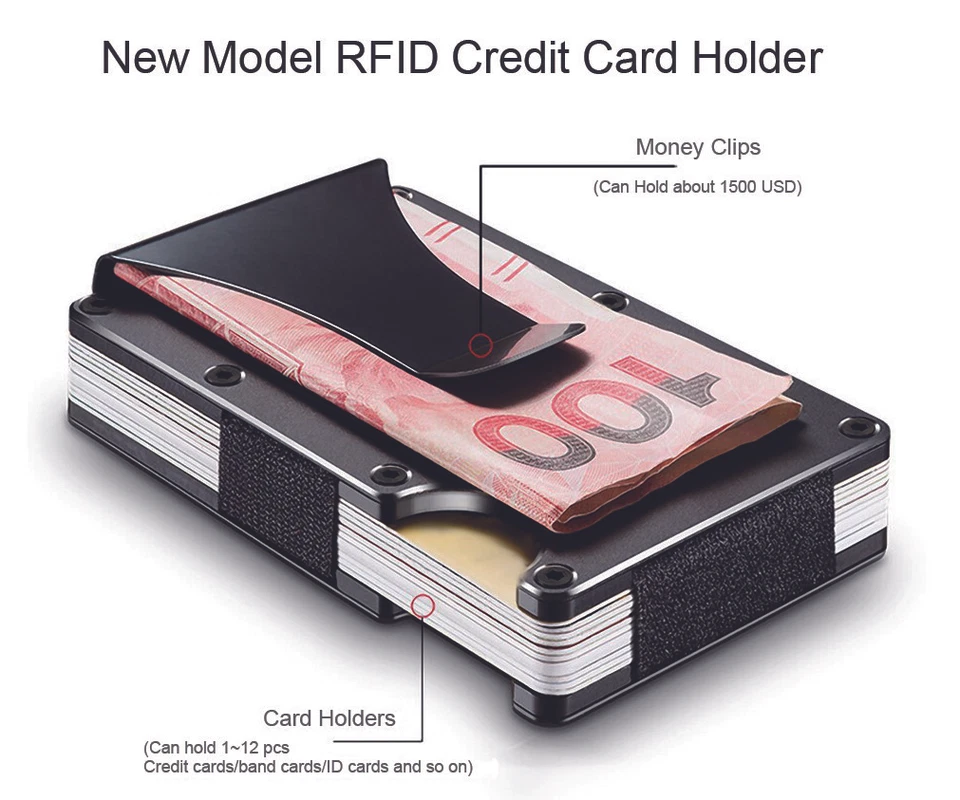 Deadpool Aluminum Minimalist RFID Blocking Wallet Money Clip Credit Card Holder - Image 2 of 4