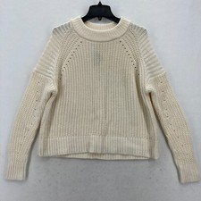 Express Women's Ivory Knit Sweater XS Long Sleeve Pullover Chunky Ribbed Cozy