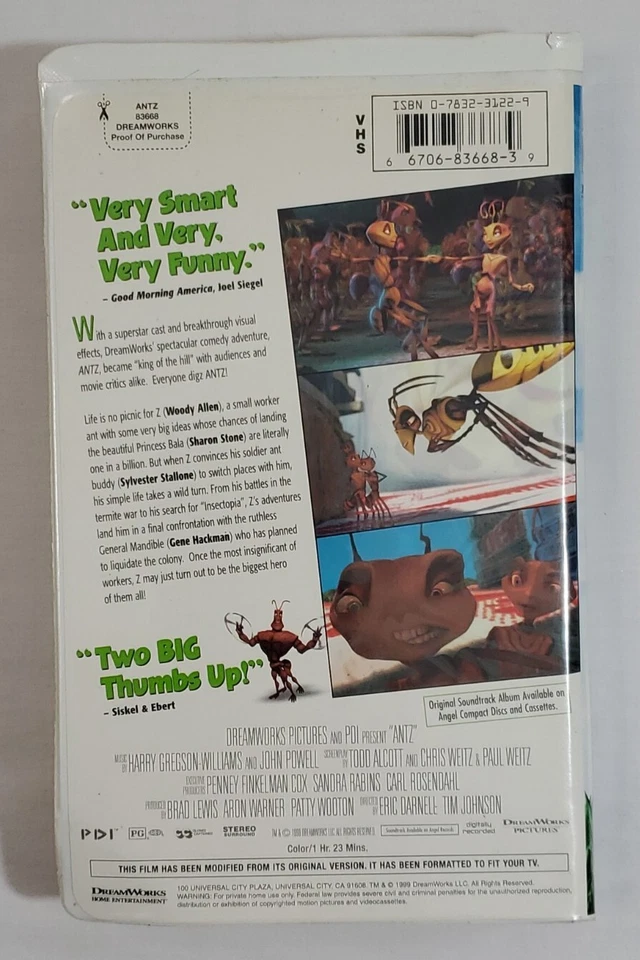 VHS VCR Tape Antz 83 minute Movie 1998 Video Woody Allen Z Ant - Image 3 of 4