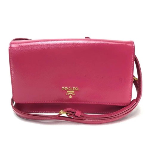Prada Saffiano Belle Nice Crossbody Mini Shoulder Bag Pink Women's Used - Picture 4 of 17