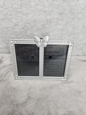 Baby First Photos Butterfly Double Metal Frame Photos Silvertoner Holds 2" X 3"