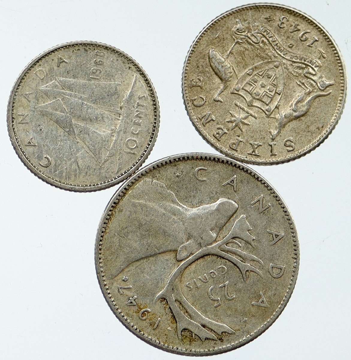 Lot of 3 Silver WORLD COINS Authentic Collection Vintage