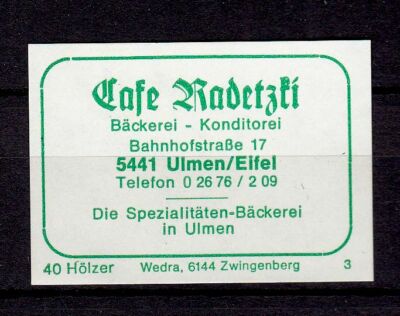 411388/ Match Label   Cafe ''Radetzki'' - 5441 Ulmen   Bahnhofstraße 17
