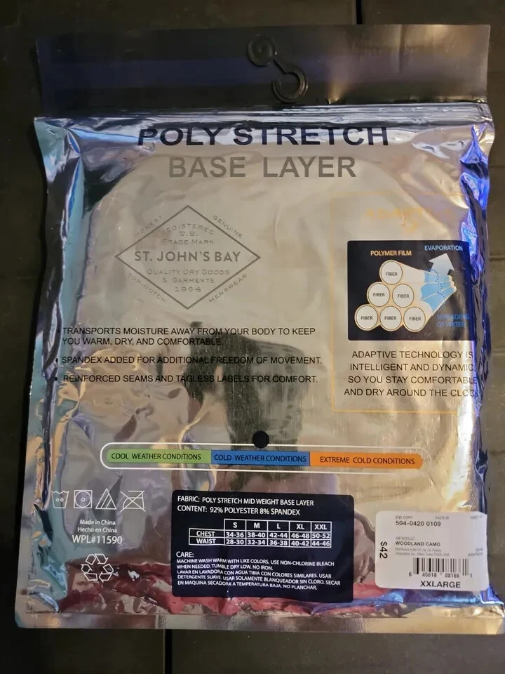 Mens Camo St John's Bay Xxl Spandex Poly Stretch Base Layer Cold Conditions - Image 2 of 3