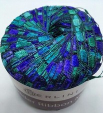 Berlini Ladder Ribbon Maxi Yarn 166 Sea Maiden Green Indigo Teal Purple 50g 98y