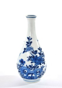 17C Chinese Kangxi Blue & White Porcelain Plum Blossom Bird Bottle Vase - AS IS