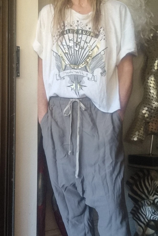 Rick Owens TECUATL Viscose Pants Drop Crotch Dust Leggings sz 8 — 第 2/4 张图片