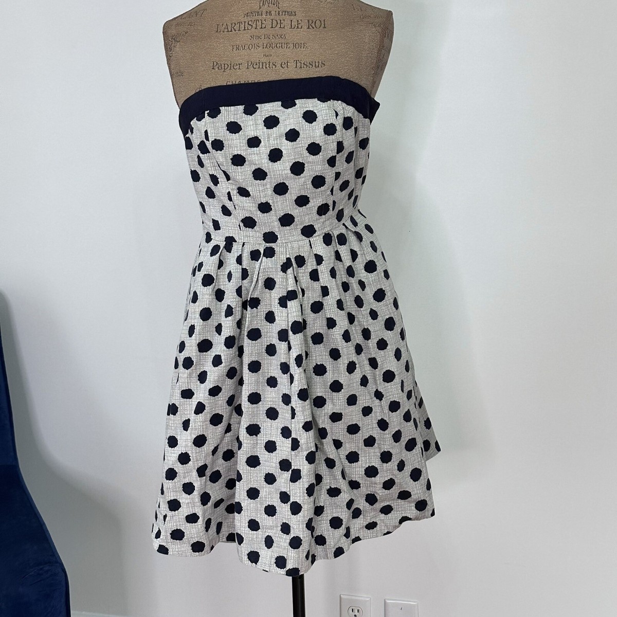 blue polka dot strapless dress Benny Polka Dot Strapless Mini Dress in Navy  Square-dclothing