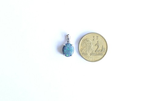 Natural black opal 1.50ct pendant set in 18ct 18K white gold Made in Australia - Picture 9 of 10