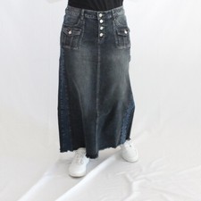 NWT Be Girl Long Modest Stretch Jean Skirt Sizes S - 3XL Black Denim Button Fly