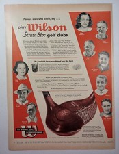Wilson Golf Clubs Wood Strata Bloc Snead Sarazen Red Colorful Vintage Print Ad