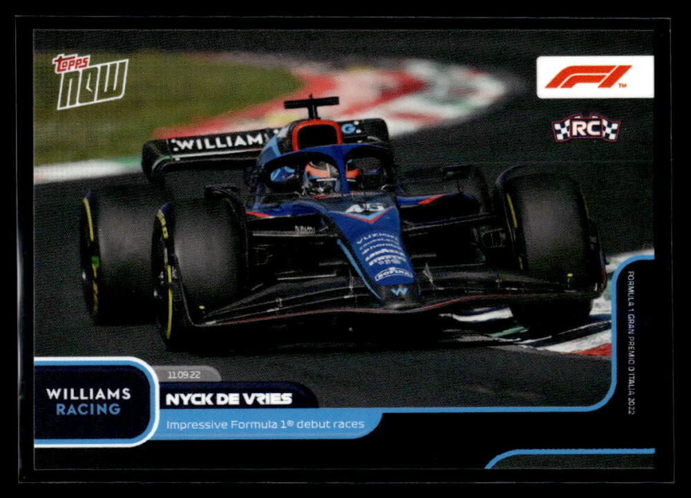 Nyck De Vries 2022 Topps Now F1 #56 RC
