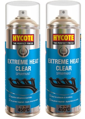 2x Klar Hochtemperatur Sprühlack VHT bis 450°C für Motor Auspuff 400ml