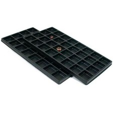 2 Black Plastic 32 Compartment Jewelry Tray Inserts