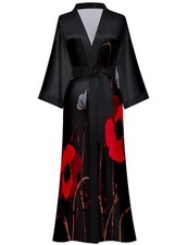 Kihnop Women's Floral Long Kimono Robe Long Satin Robe Long Silk Robe Ladies ...