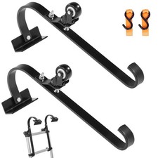 Heavy Duty Ladder Roof Hook Stabilizer - 2 Pack with Fixed Wheel  Swivel Bar, 6