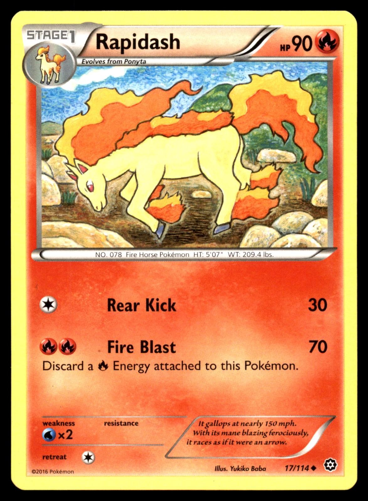 Rapidash 17/114 Uncommon Steam Siege Pokemon Lightly Played