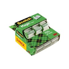 SCOTCH MAGIC TAPE REFILLABLE DISPENSER 3/4" X 300", 3/BOX - CLEAR/GREEN