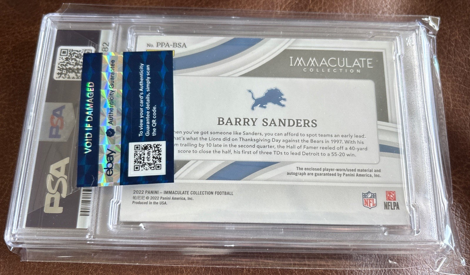 2022 PANINI IMMACULATE BARRY SANDERS SSP PATCH AUTO /25 🔥 LEGENDARY! POP 1 view 3