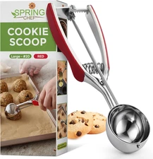 Red Large Stainless Steel Cookie Scoop for Baking - Multifunctional #20 Melon Ba