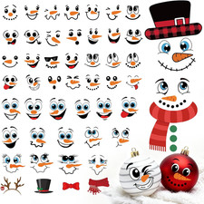 45PCS Snowman Face Stickers for Crafts Christmas Snowman Face Decals for Xmas Ba