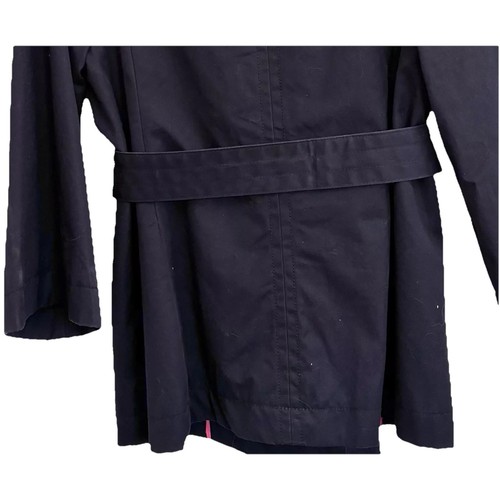 J Crew Women’s Size 4 Short Trench Coat Navy Blue Gold Ornate Buttons Corpcore - Picture 6 of 12