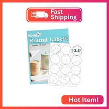 Koala Round Labels 2.5 Inch, Matte Waterproof, 240 Pcs