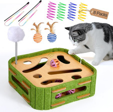 5-In-1 Cat Toys Interactive Wooden Cat Puzzle Toy Intelligence Treat Puzzle Feed
