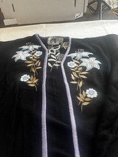 Vtg Storybook Knits Embroidered Black Cape XL With Tags