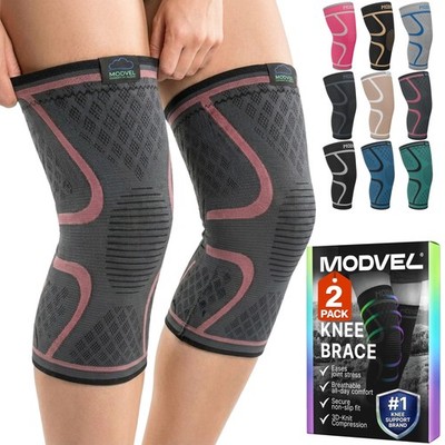 Modvel 2 Pack Knee Brace Compression Sleeve for Men & Women