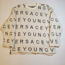 RARE VTG 90s Young Versace Logo AOP Sweater Kids 10 / Womens XXS Authenticated