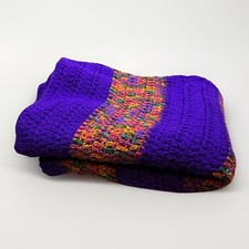 Vintage Hand Knit Crochet Blanket Throw Afgha...