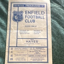 Enfield v Hayes Programme Non-League Season 1966-67 Football 1960s