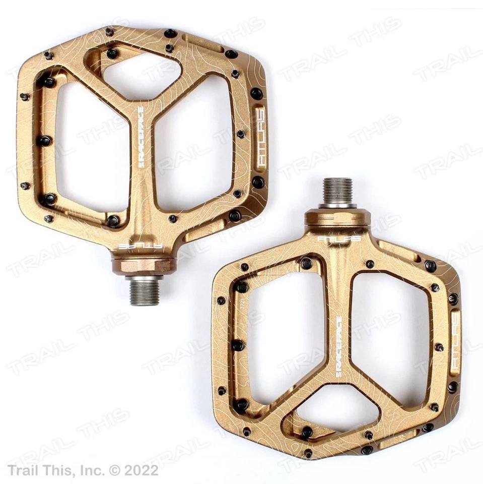 Race Face Atlas Kashmoney Gold Pedals Studded Platform Aluminum MTB Bike Pedals - Image 2 of 4