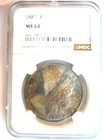 1887 Morgan Silver Dollar NGC, MS 64, Beautiful Toning Superb Coin