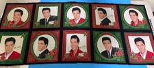 Elvis Presley Christmas Fabric Cotton 10 Portraits Made In USA πΊπΈ 41βX 17β