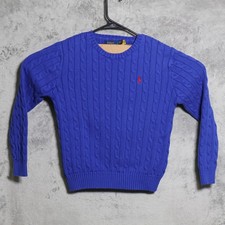 Polo Ralph Lauren Sweater Women Large Royal Blue Cable Knit Cotton Preppy Casual